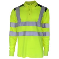 Polo bicolore à manches longues de travail Haute...