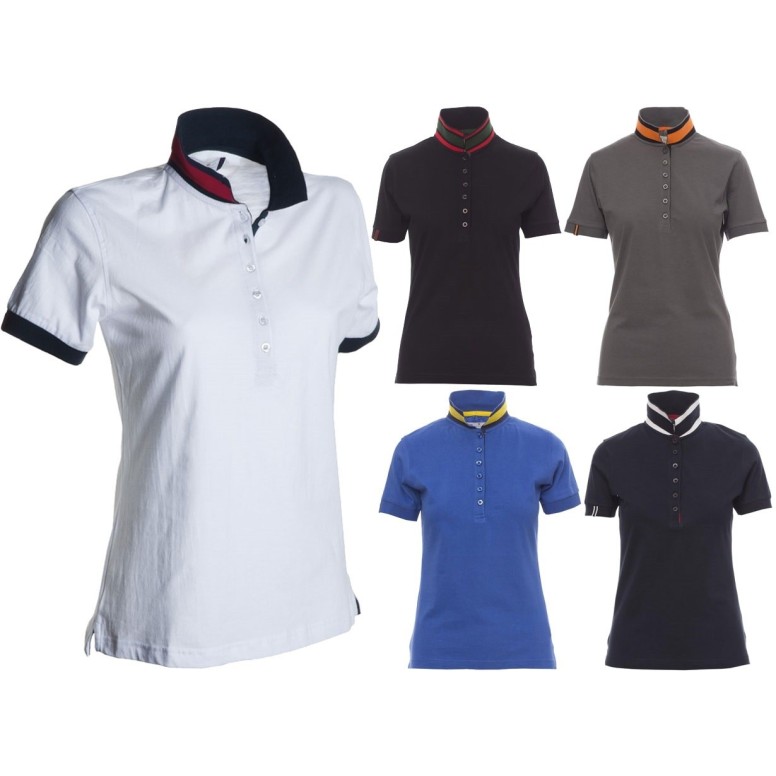 Polo Memphis Femme à Manches Courtes avec Bande...