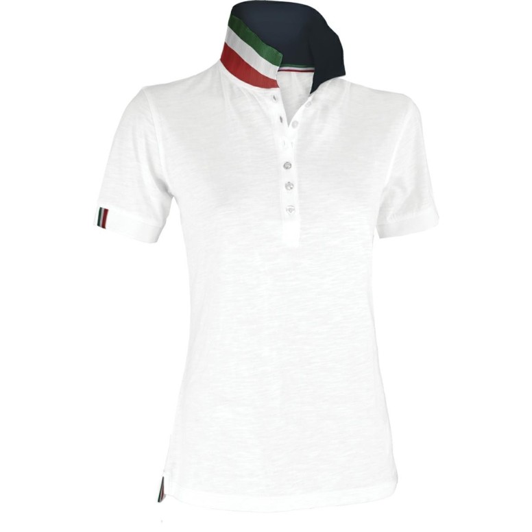 Polo Nation Femme à Manches Courtes avec Bande...
