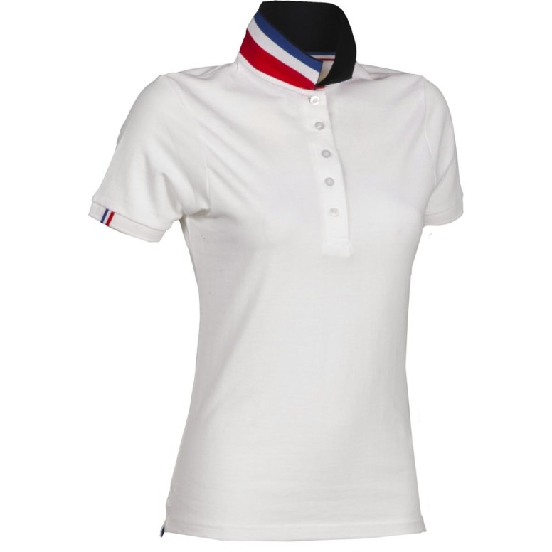 Polo Nation Femme à Manches Courtes avec Bande...