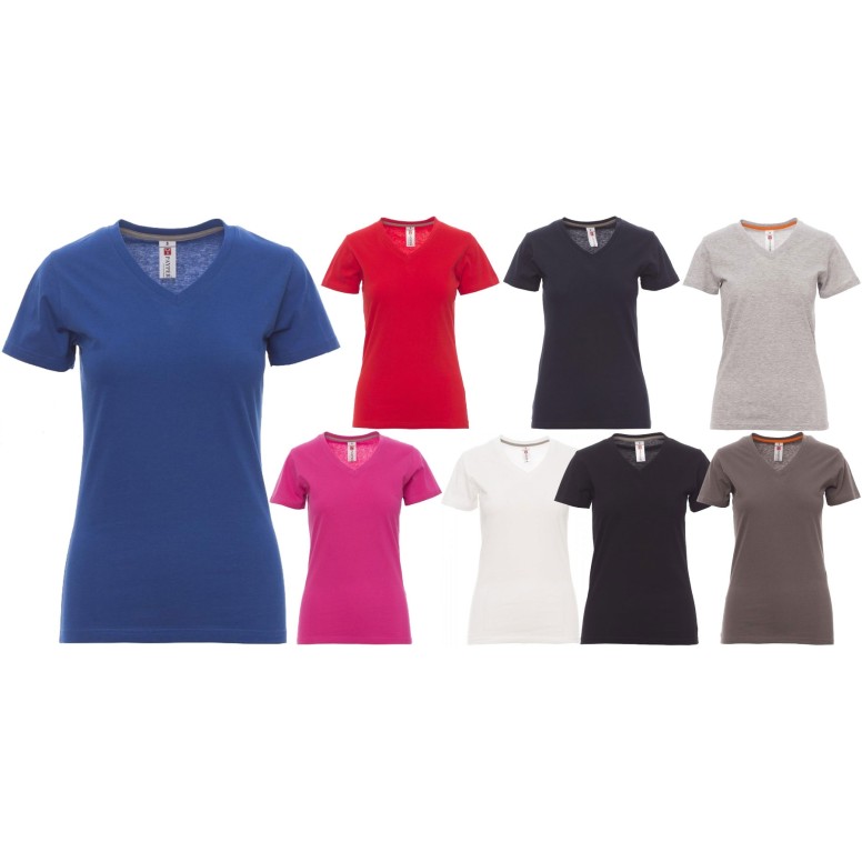 T-shirt Col en V à manches courtes en 100 %...