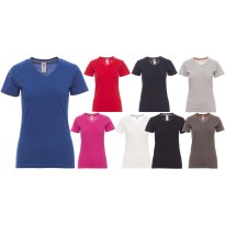 T-shirt Col en V à manches courtes en 100 % coton pour femme - Payper AY 7464