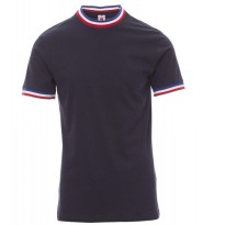 T-shirt Col Rond à Manches Courtes en Coton avec Tricolore en Contraste Flag - Payper AY 7453