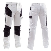 Pantalon de travail à poches multiples en stretch, coupe slim ajustée, P&P Loyal Jump JMP-WHITE