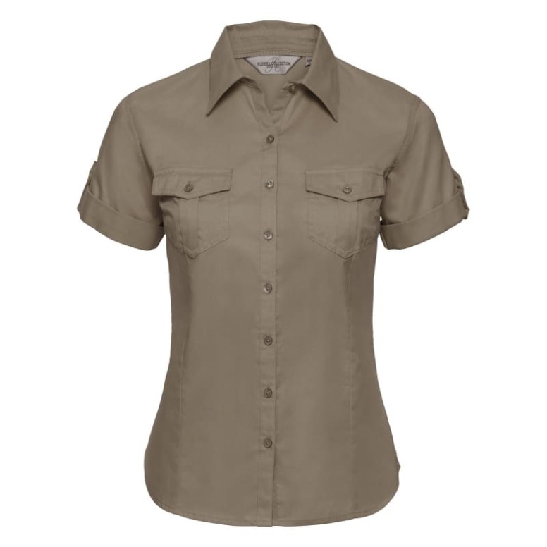 Chemise de travail à manches courtes pour femme...