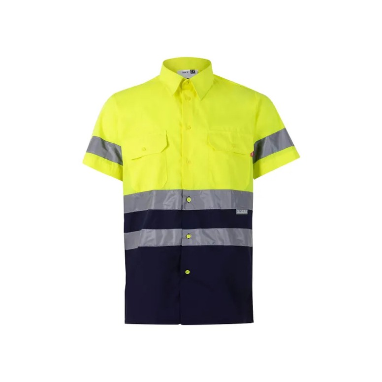 Chemise bicolore à manches courtes de travail...