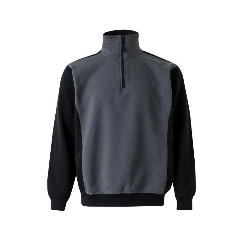 Sweat-shirt à fermeture éclair court bicolore à...