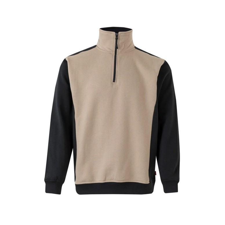 Sweat-shirt à fermeture éclair court bicolore à...
