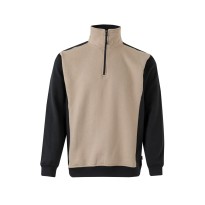 Sweat-shirt à fermeture éclair court bicolore à col montant de travail Velilla 105703