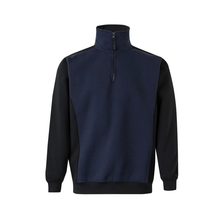 Sweat-shirt à fermeture éclair court bicolore à...