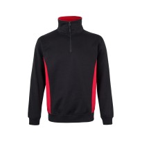 Sweat-shirt à fermeture éclair court bicolore à col...