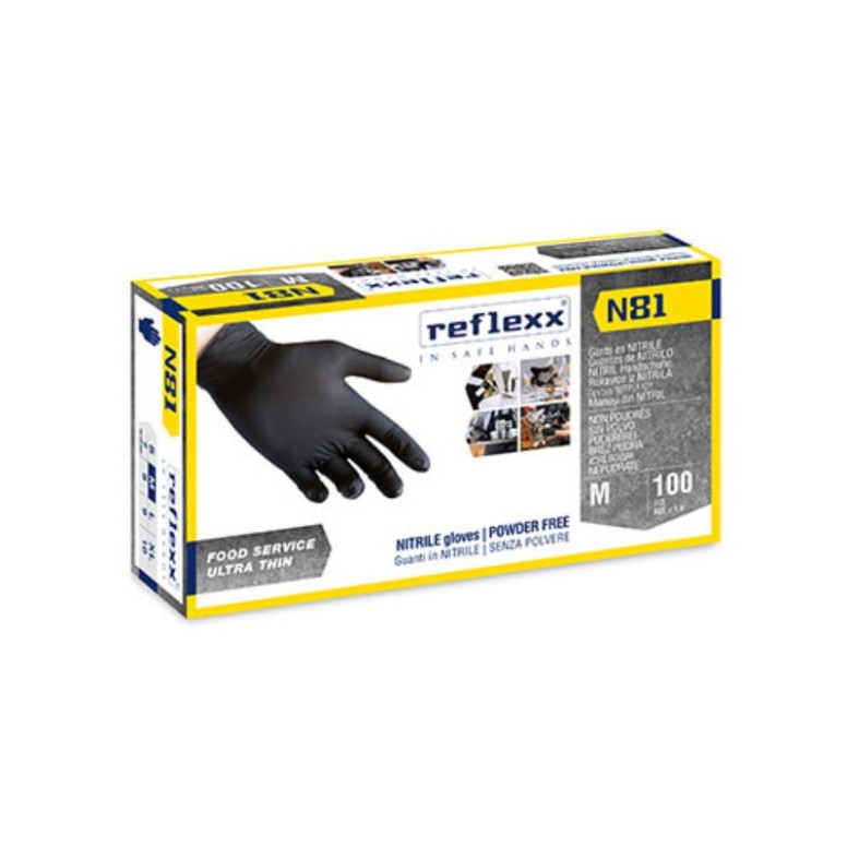 Gants en nitrile noirs Reflexx N81 sans poudre