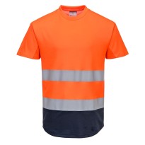 T-shirt de travail bicolore en mesh coton haute visibilité Portwest C395