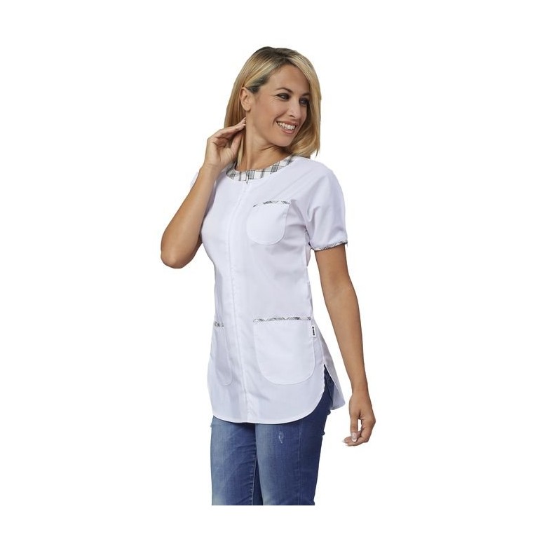 Blouse à manches courtes pour femme à poches...
