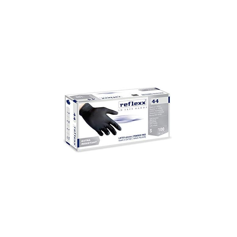 Gants en latex noirs sans poudre - Reflexx 44