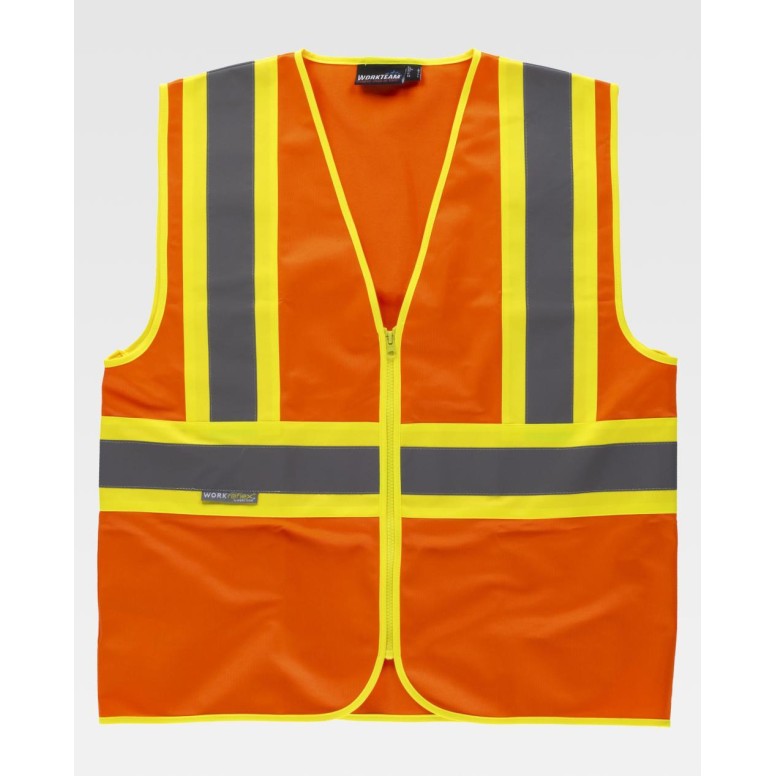 Gilet de travail haute visibilité à fermeture...