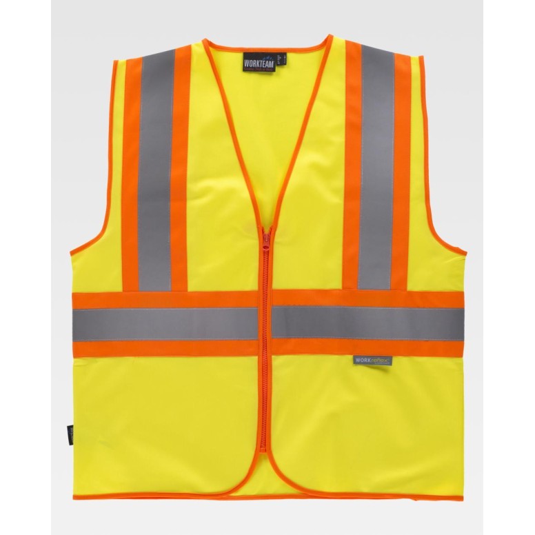 Gilet de travail haute visibilité à fermeture...