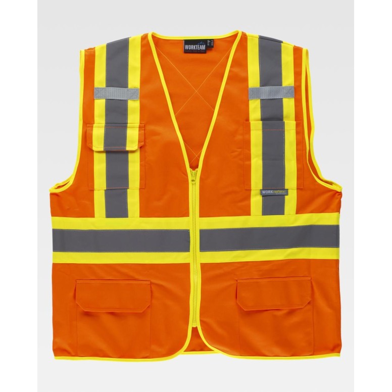 Gilet de travail haute visibilité à fermeture...