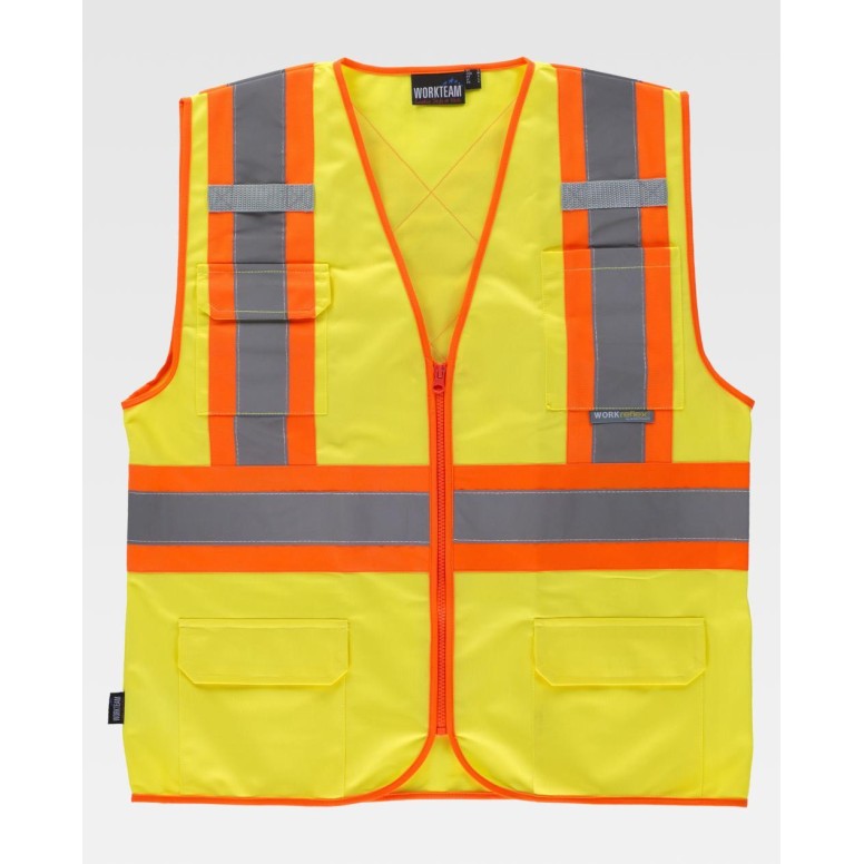 Gilet de travail haute visibilité à fermeture...
