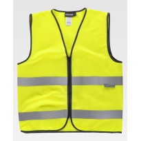 Gilet de travail à fermeture éclair avec bandes haute...
