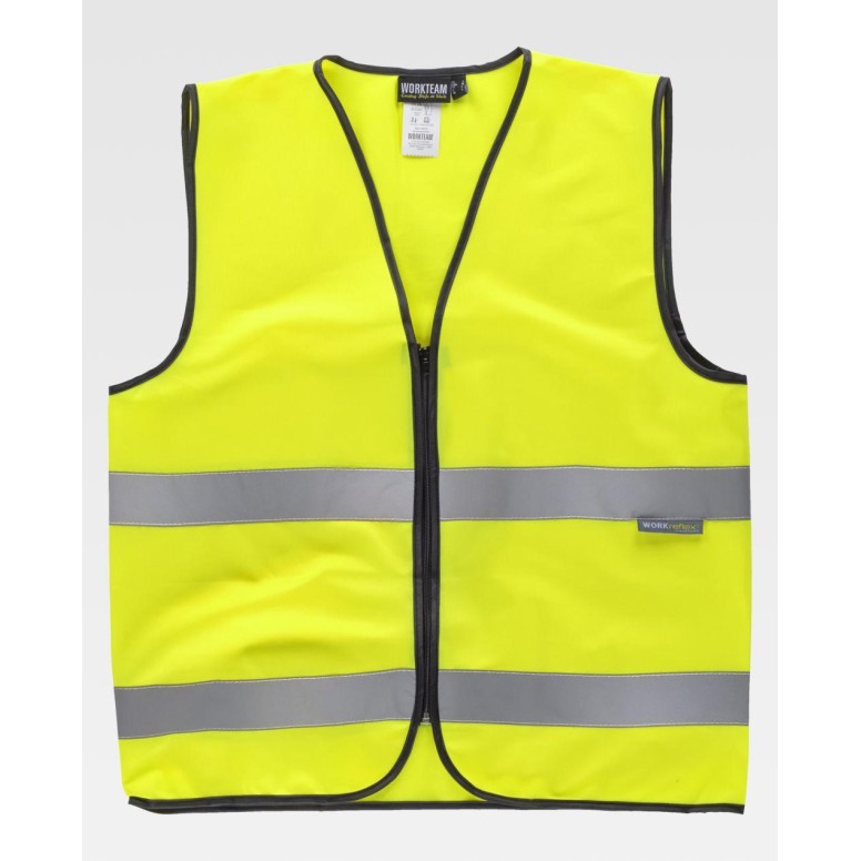 Gilet de travail à fermeture éclair avec bandes...