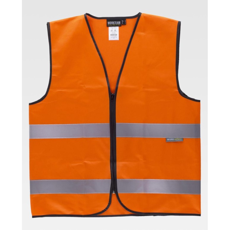 Gilet de travail à fermeture éclair avec bandes...
