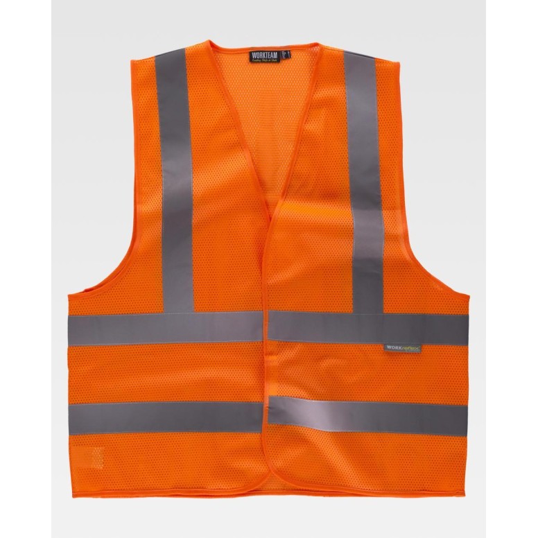 Gilet de travail à fermeture éclair avec bandes...