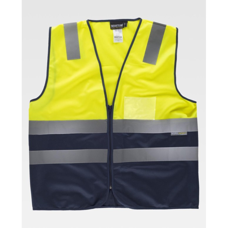Gilet de travail à fermeture éclair avec bandes...