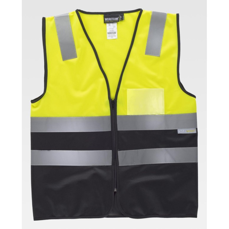 Gilet de travail à fermeture éclair avec bandes...