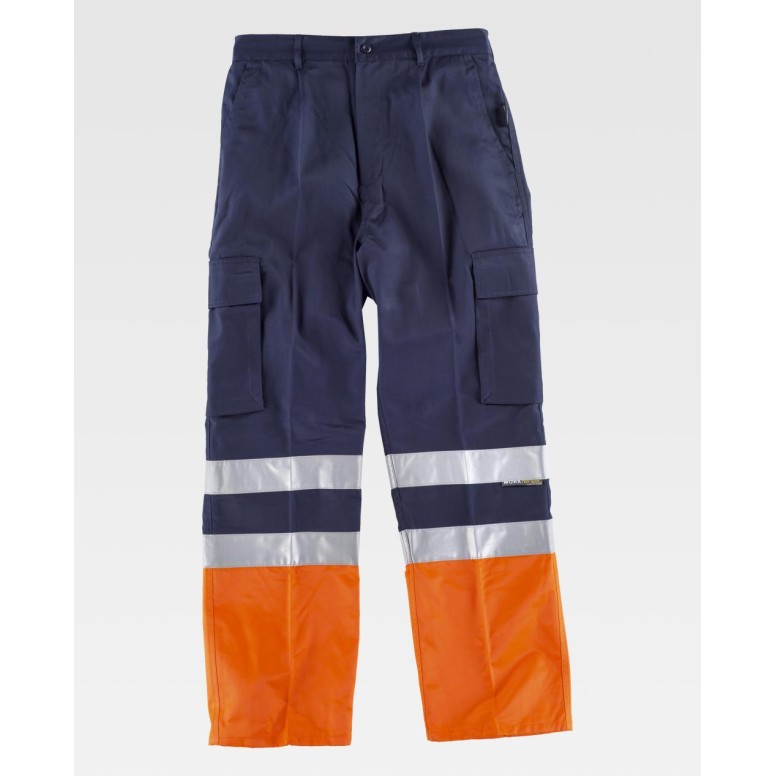 Pantalon de travail bicolore avec bandes haute...