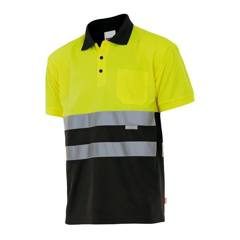 Polo bicolore de travail haute visibilité...