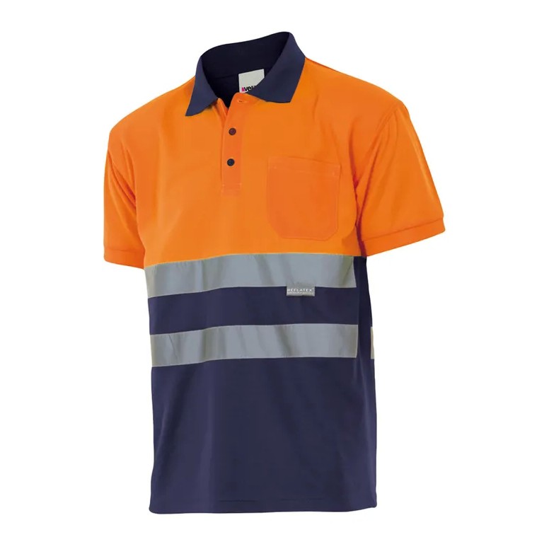 Polo bicolore de travail haute visibilité...