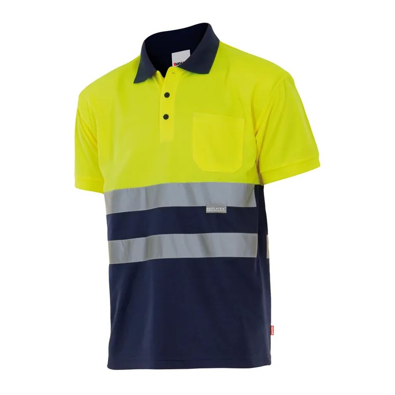 Polo bicolore de travail haute visibilité...
