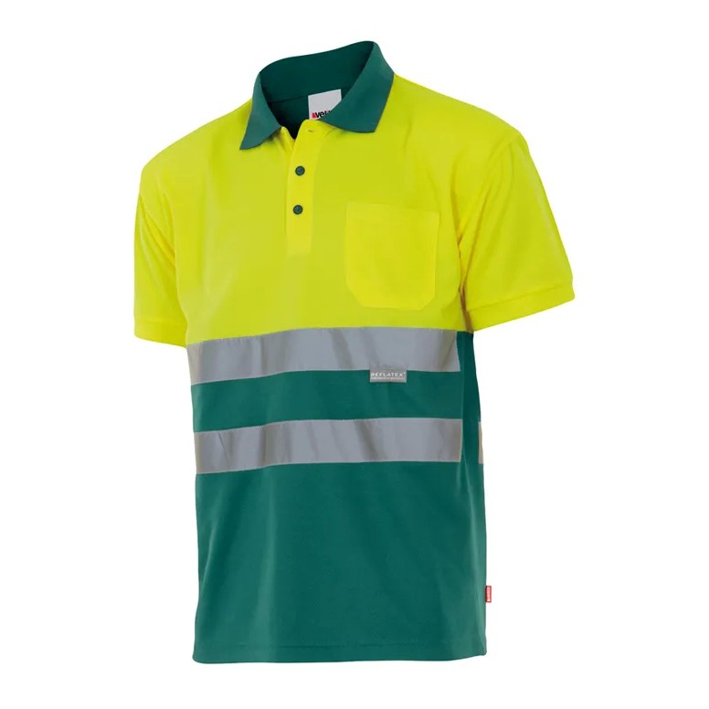Polo bicolore de travail haute visibilité...