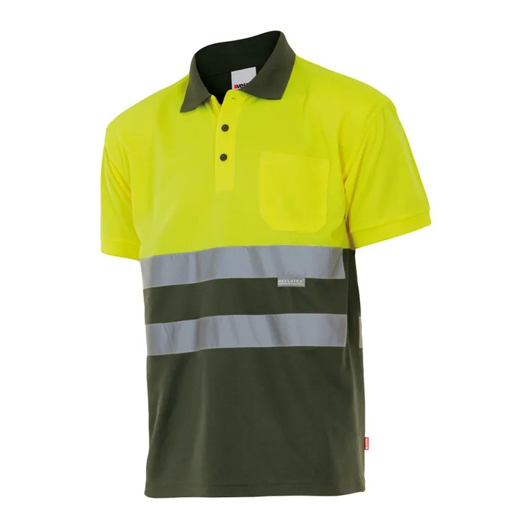 Polo bicolore de travail haute visibilité...