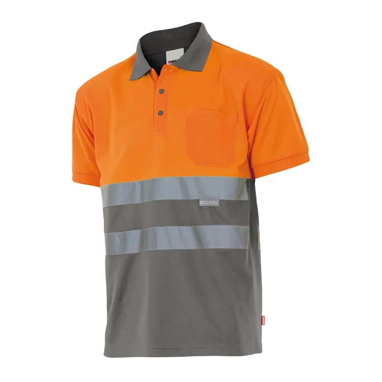 Polo bicolore de travail haute visibilité...