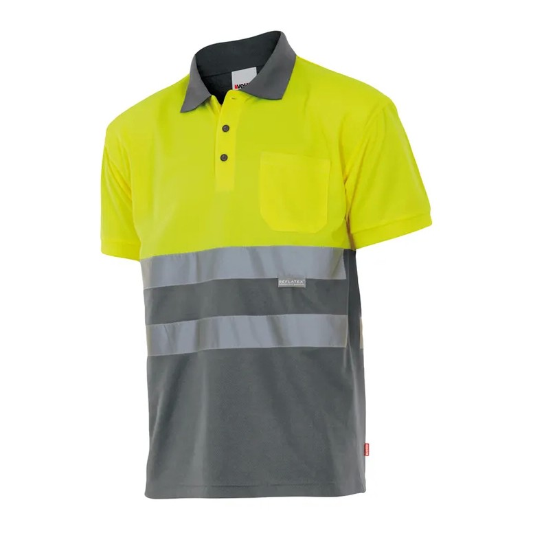 Polo bicolore de travail haute visibilité...