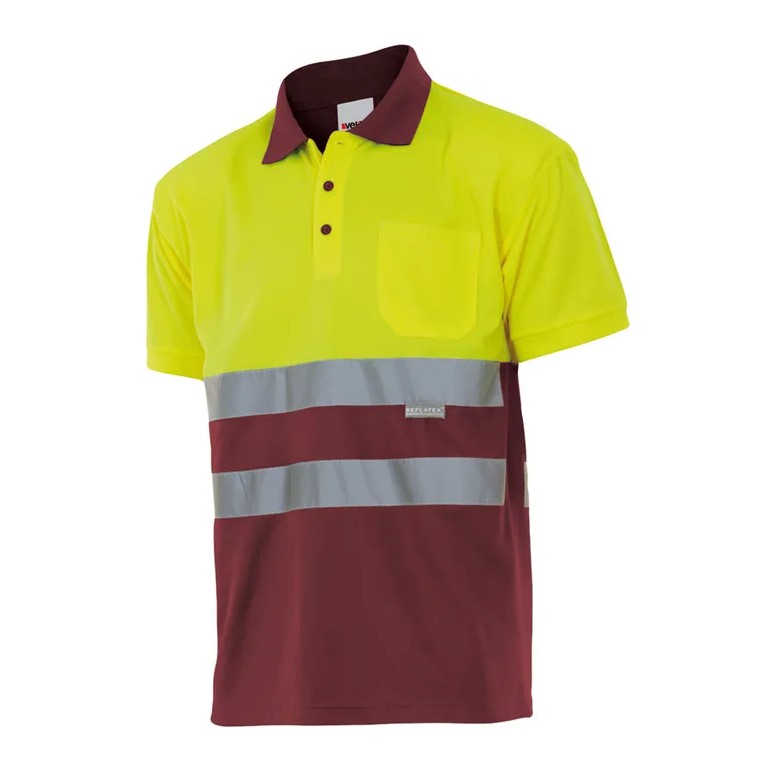 Polo bicolore de travail haute visibilité...