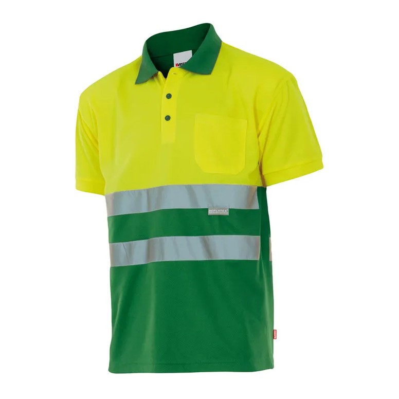 Polo bicolore de travail haute visibilité...