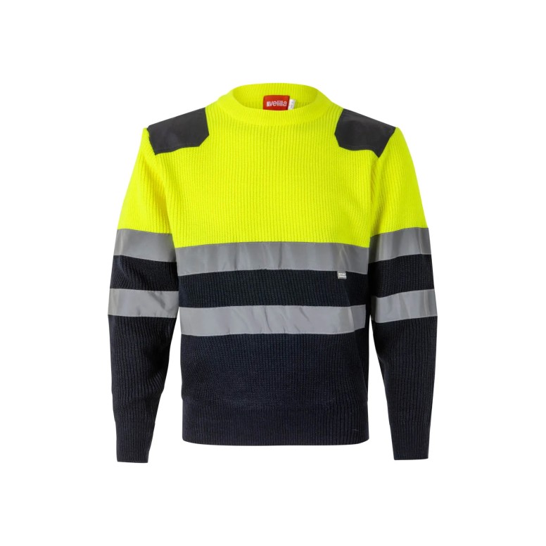 Pullover col rond bicolore de travail haute...