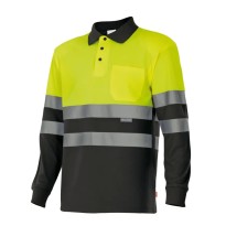 Polo bicolore à manches longues de travail haute visibilité Velilla 175