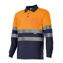 Polo bicolore à manches longues de travail haute visibilité Velilla 175