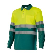 Polo bicolore à manches longues de travail haute visibilité Velilla 175