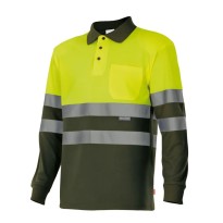 Polo bicolore à manches longues de travail haute visibilité Velilla 175