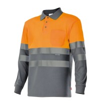 Polo bicolore à manches longues de travail haute visibilité Velilla 175