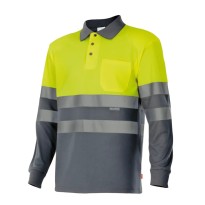 Polo bicolore à manches longues de travail haute visibilité Velilla 175
