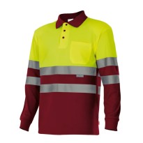 Polo bicolore à manches longues de travail haute visibilité Velilla 175