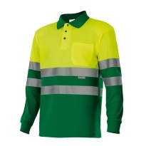 Polo bicolore à manches longues de travail haute visibilité Velilla 175