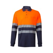 Polo bicolore à manches longues de travail haute visibilité Velilla RS 305525
