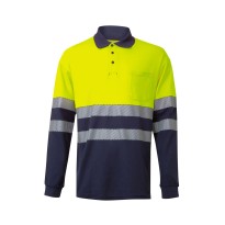 Polo bicolore à manches longues de travail haute... 2